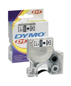 DYMO 45803 White Tape with Black Printing, 3/4 x 23', D1 Style Cartridge