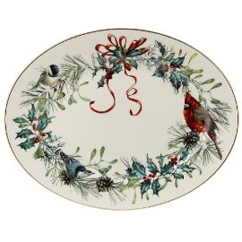 Lenox Winter Greetings 13-Inch Gold-Banded Fine China Platter