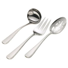 Gorham Ribbon Edge Frosted 3 Piece Stainless Hostess Set
