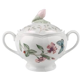 Lenox Butterfly Meadow Fine Porcelain Sugar Bowl with Lid