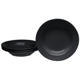 Fiestaware Black 451 Rimmed Soup Bowls, Set of 4, 9-Inch