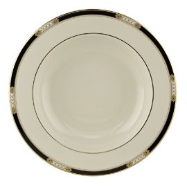 Lenox Hancock 9-Inch Gold-Banded Fine China Pasta/Rim Soup Bowl, Set of 4