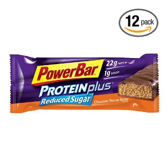 PowerBar ProteinPlus with Reduced Sugar, Chocolate Peanut Butter (Box of 12)