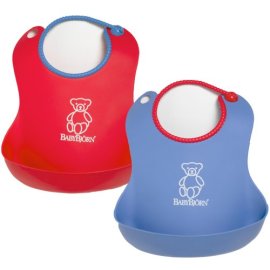 Baby Bjorn Soft Bibs - Set of 2 - Red and Blue