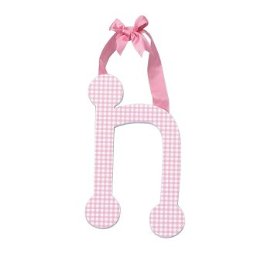 Pink Gingham Hanging Letter - N