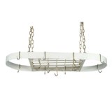 Oval With Grid - White, Brass