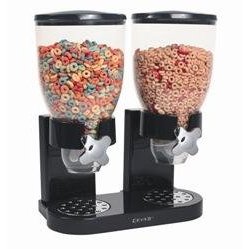 Double Dry Food Dispenser - Black and Chrome