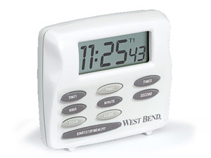 West Bend 40053 Triple Timer with Clock, White