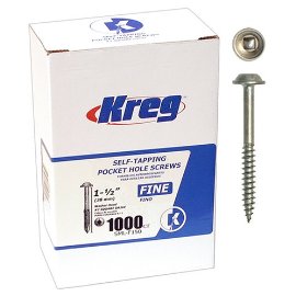 Kreg SML-F150-1000 Pocket Hole Screws - 1-1/2 #7 Fine Washer-Head 1000ct