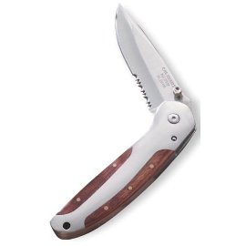 Hefty Stainless Steel Handle with Exotic Wood Inlays