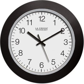 La Crosse Technology WT-3102B 10-Inch Atomic Analog Clock - Black/silver