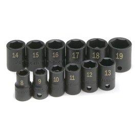 Sk 4062 12 Piece 3/8 Drive 6 Point High Visibility Standard Metric Impact Socket Set