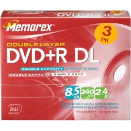 Memorex 2.4x 8.5 GB Double Layer DVD+R Pack