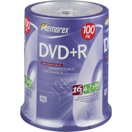 Memorex DVD+R 16x 4.7GB 100 Pack Spindle
