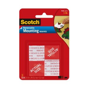 Scotch Mounting Squares, Removeable, 1-Inch Square, Twelve Packs of 16 Squares