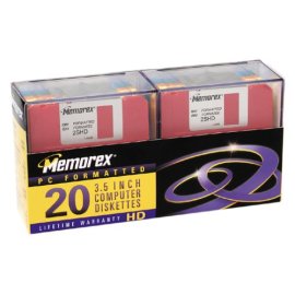 Memorex 32103674 3.5 Floppy Disk (MF2HD IBM Formatted, Rainbow, 20-Pack)