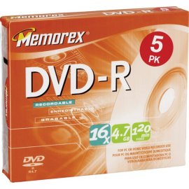 Memorex 5PK DVD-R 4.7 GB SLIM ( 32025655 )