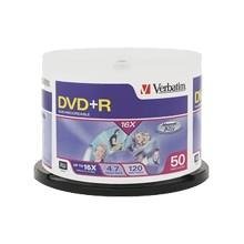 Verbatim DVD+R 4.7GB 16X Branded 50pk Spindle - Silver