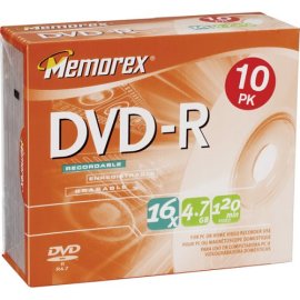Memorex 10PK DVD-R 4.7 GB SLIM ( 32025669 )