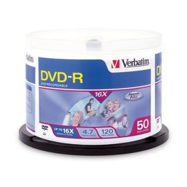 Verbatim DVD-R 4.7GB 16X Branded 50pk Spindle - Silver