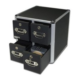 Vaultz 4-Drawer CD Cabinet, 15 1/2in.H x 14 1/2in.W x 15 1/2in.D, Black