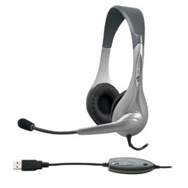 Cyber Acoustics AC-850 Silver USB Stereo Headset/Microphone with In-line Volume Control