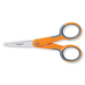 Fiskars 98887097 No.5 Softgrip Micro-Tip Craft Scissors - steel and orange
