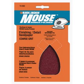 Black & Decker 74-583  Mouse Coarse 120 Grit Sandpaper - 5 Pack