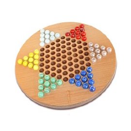 Chinese Checkers - Wood Board with Marbles & Bag