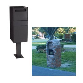 Post/Column Mount Locking Mail & Package Delivery Vault- Black
