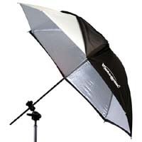 Photogenic 45 Umbrella Silver, With Removable Black Backing Cover, Has Exposed Ribs