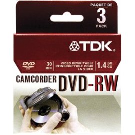 TDK 3 pack of 8 cm DVD-RW for camcorder