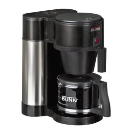 Bunn NHBX-B Contemporary 10-Cup Home Coffee Brewer, Black - Black/Stainless