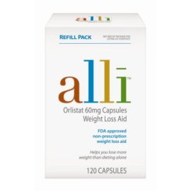 Alli Weight-Loss Aid, Orlistat 60mg Capsules, 120-Count Refill Pack