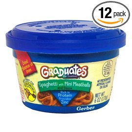Gerber Graduates Microwavable Meals, Spaghetti Meat Balls, 6-Ounce Tubs (Pack of 12)