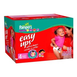 Pampers Easy Ups Pull-On Diapers for Girls, Size 4, Value Pack, 88 Easy Ups