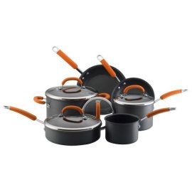Rachael Ray 10-Piece Hard-Anodized Cookware Set, Orange