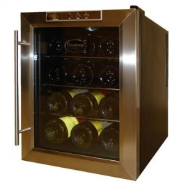 Vinotemp VT-12TEDS Thermo-Electric Digital 12-Bottle Wine Chiller, Black and Stainless