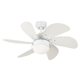 Westinghouse Turbo Swirl 30-Inch Six Blade Ceiling Fan, White with Opal Globe #78145