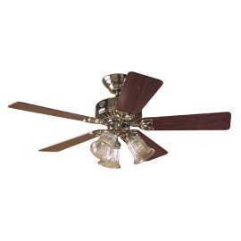 Hunter The Beacon Hill Three-Light 42-Inch Five-Blade Ceiling Fan, Bright Brass with Clear Globes #20434