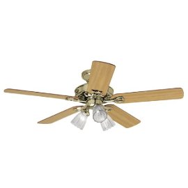 Hunter Sontera Three-Light 52-Inch Five-Blade Ceiling Fan, Bright Brass with Clear Globes #22436