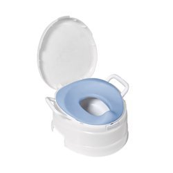 PRIMO 4-In-1 Soft Seat Toilet Trainer and Step Stool White with Pastel Blue Seat