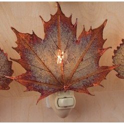 Real Sugar Maple Leaf in Iridescent Copper Night Lights