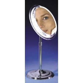 Zadro Satin Nickel Pedestal Vanity Mirror with 7x Magnification
