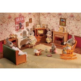 Dollhouse Living Room Accessories Set with Fireplace/ Piano/ TV