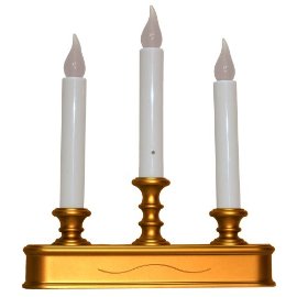Good Tidings LED Three-Tier Window Candle with Light Sensor, Antique Finish