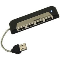 Digital Foci USB Annex, Ultra Portable 4-Port High-speed USB 2.0 Hub - Brushed Silver