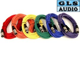 GLS Audio 25FT Professional Mic Cables - 6 Colors - XLR / XLR - 6 PACK