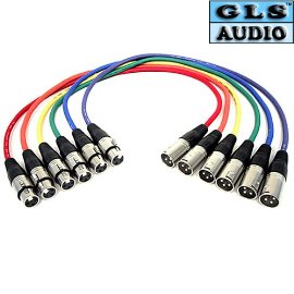 GLS Audio XLR Patch Snake Mic Cables - 3ft Colors - 6 Pack