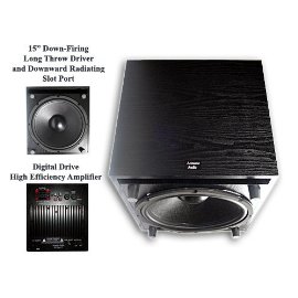 New Acoustic Audio PSW-15 600 Watt Audiophile Series Powered Subwoofer w/15 Inch Down-Firing Sub